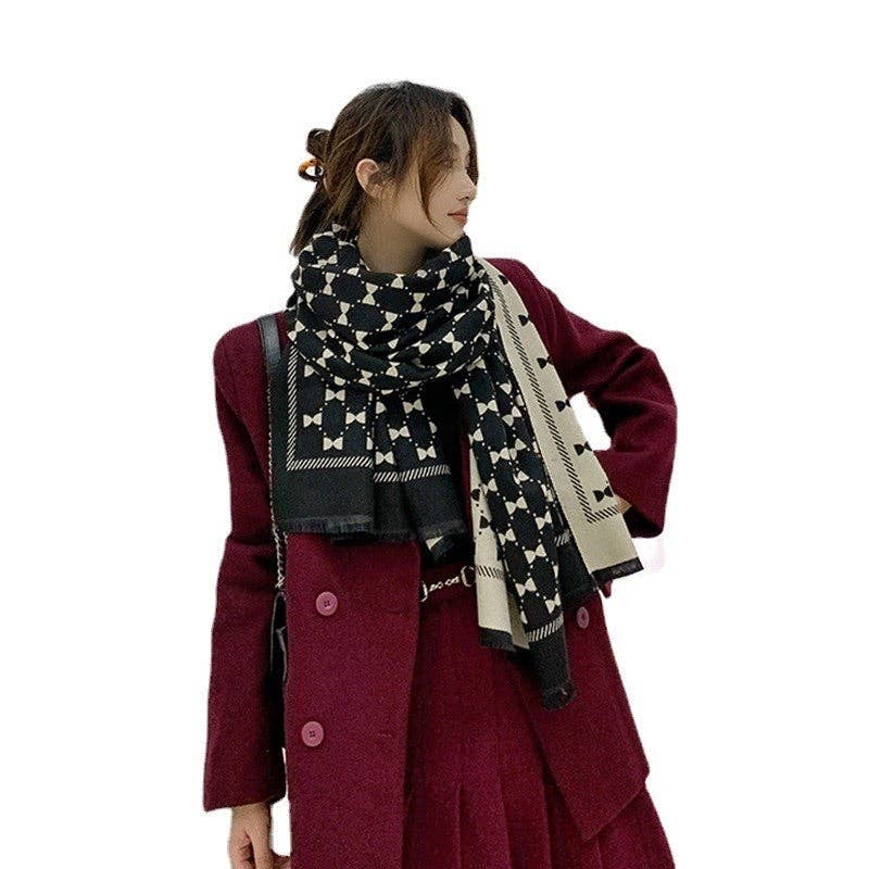 ShieldChic - Wholesale Scarf - Women's - Jacquard Fringed Cashmere-Like Scarf0
