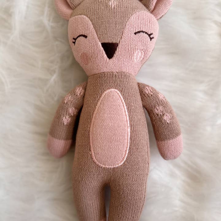 Fannie The Fawn Organic Cotton Knitted Plush Toy for wholesale by Darzzi