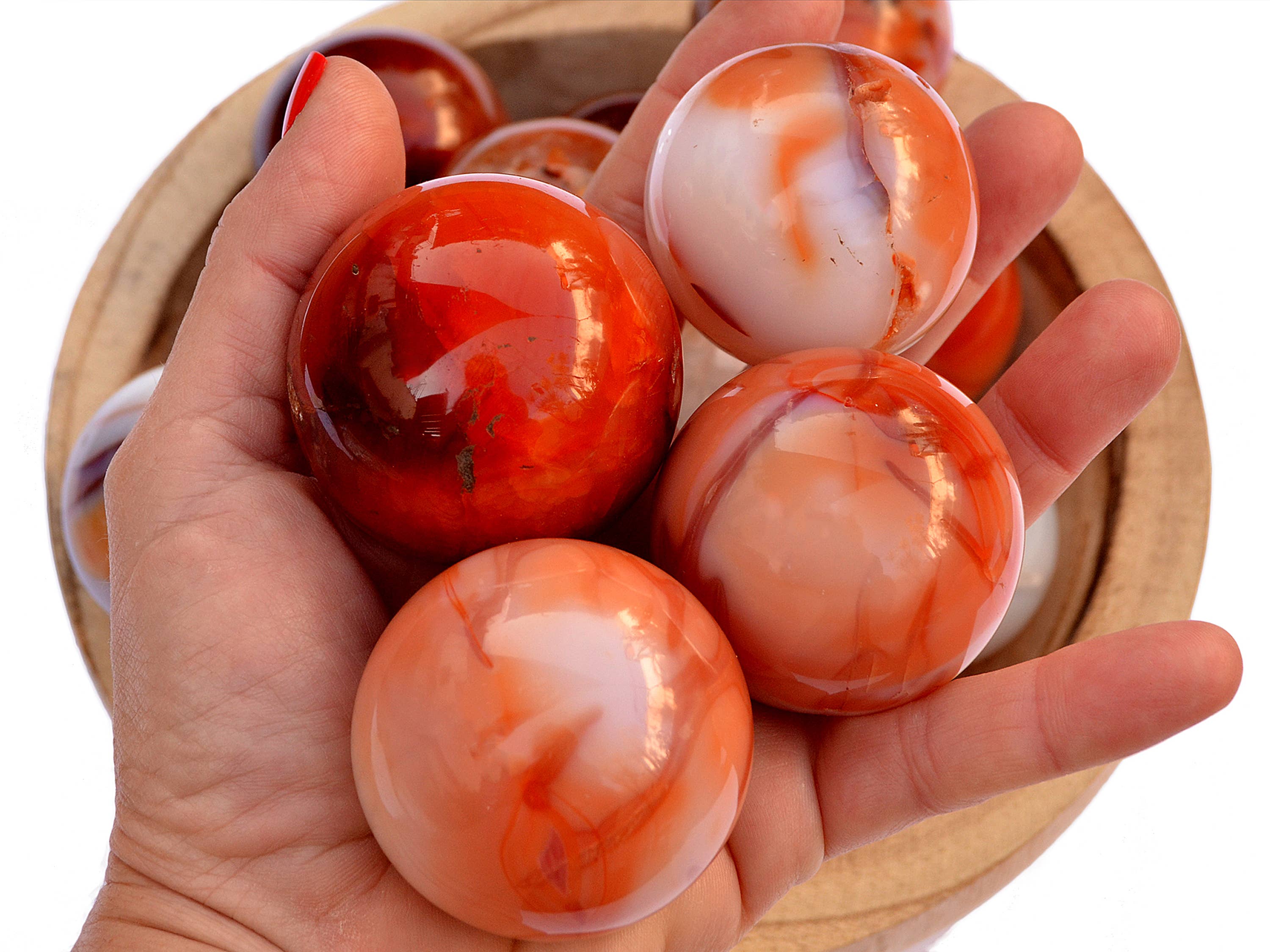 Kaia & Crystals - Wholesale Spiritual Stone/Crystal - Carnelian Sphere Stone (5-6 Pcs) - (45mm - 65mm) 1 kg Lot3