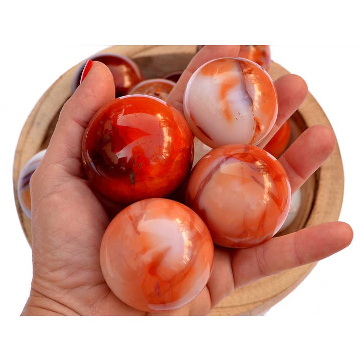 Kaia & Crystals - Wholesale Spiritual Stone/Crystal - Carnelian Sphere Stone (5-6 Pcs) - (45mm - 65mm) 1 kg Lot3