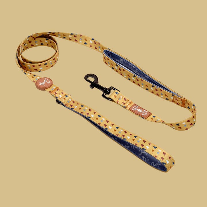 Dual Handled Dog Lead - Mustard Been Love for wholesale by Charlie & Co