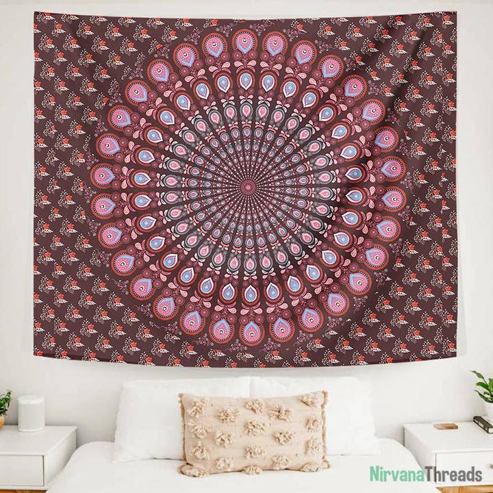 Tapisserie Mandala Sun Peacock pour la vente par Nirvana Threads