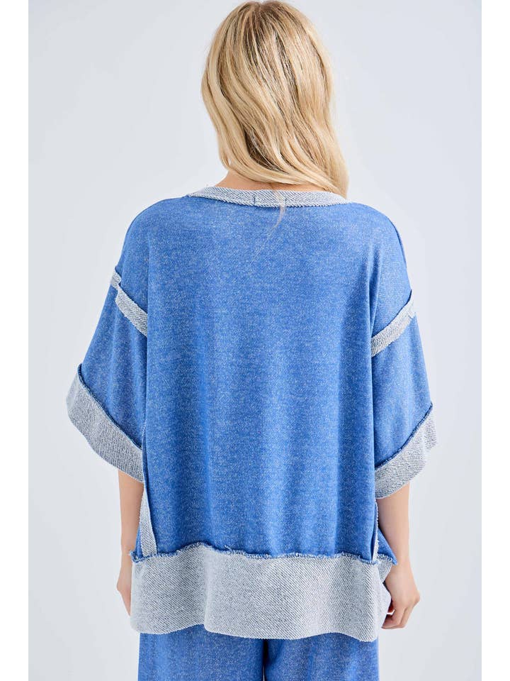 J.Her – Großhandel Strickoberteil – Damen – Übergroßes Oberteil mit kontrastierendem Band auf der Rückseite HT402810