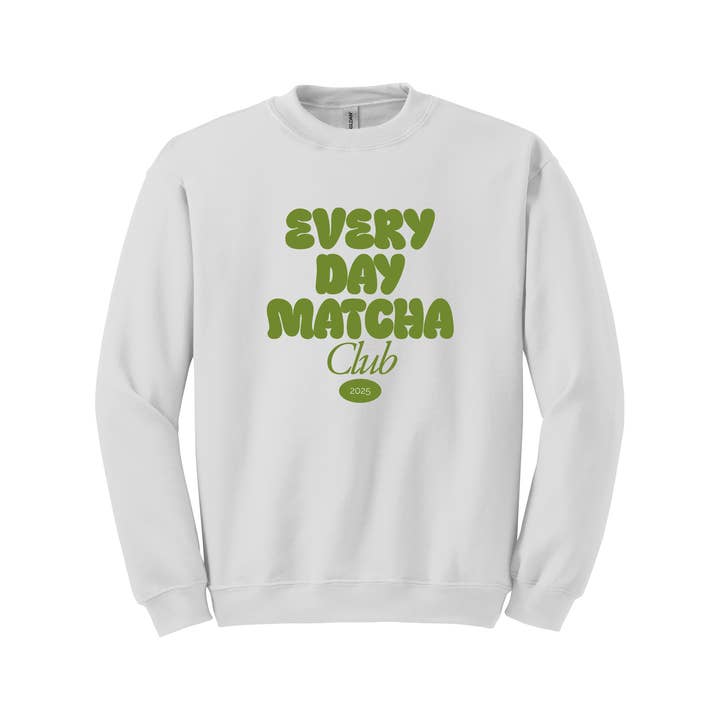 Everyday Matcha Club Sweatshirt - White for wholesale by Salty Babe Threads
