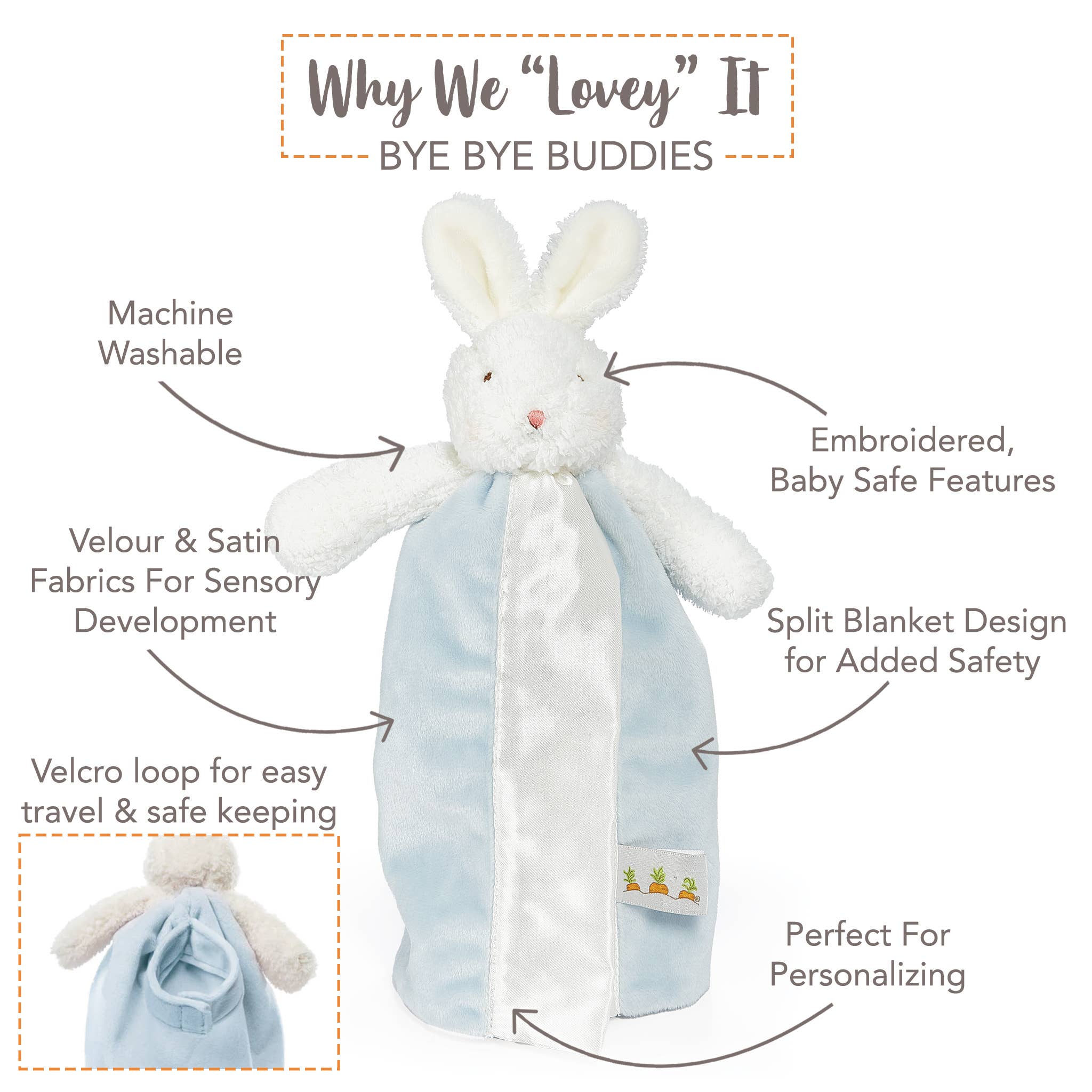 Bunnies By the Bay - Wholesale Security/Cuddle Blanket - Baby - Bud Bunny Bye Bye Buddy2