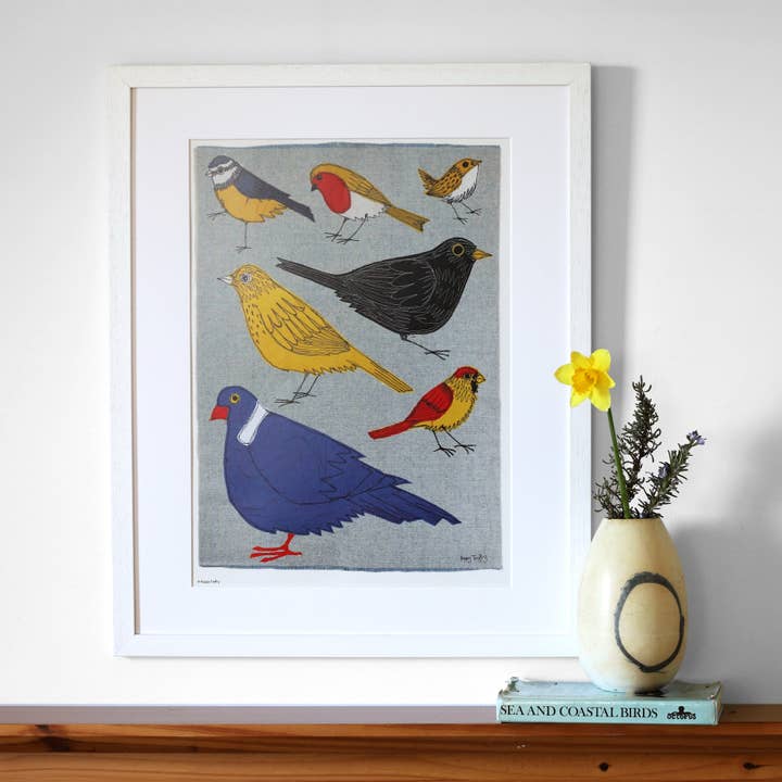 oiseaux de jardin - impression A3 pour la vente par Poppy Treffry