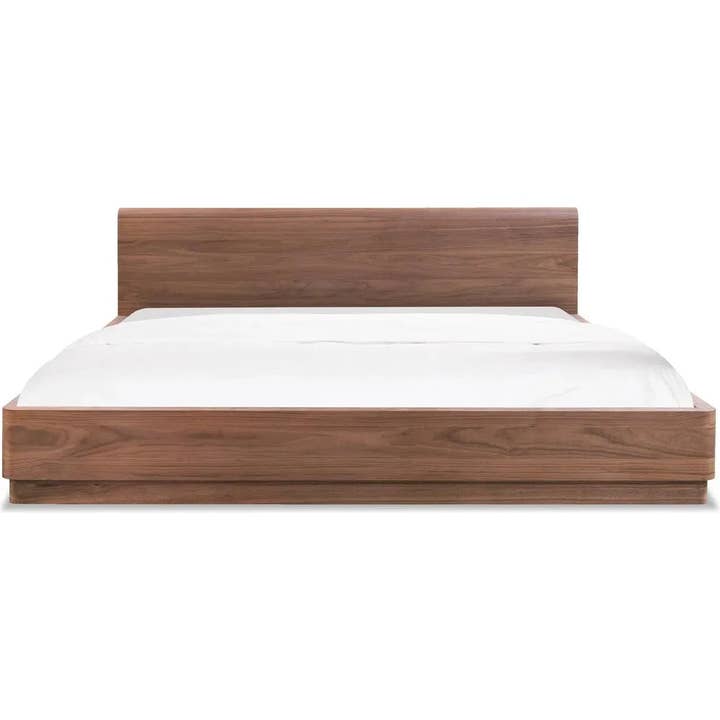 Round Off Wood Walnut Brown Bed for wholesale by LOOMLAN