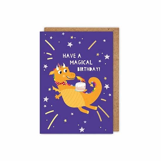 Gold Foiled Kids 'Magical Birthday' Children's Greeting Card for wholesale by Zoe Spry
