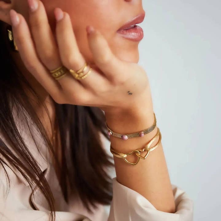 SHINE BUY – Engroshandel Armbånd med vedhæng – Stof Armbånd Linked Hearts