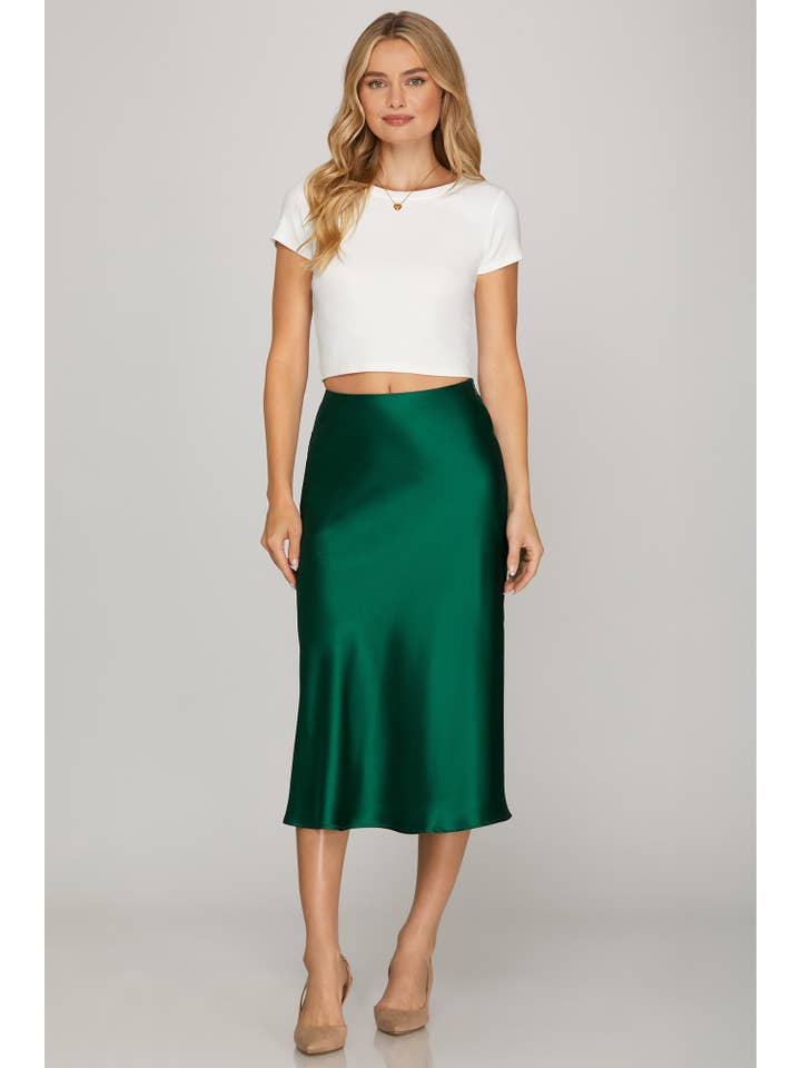 Peace Love Line - Wholesale Skirt - Women's - PL9128 - SATIN BIAS MIDI SKIRT12