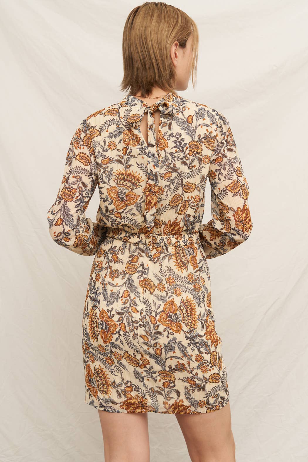 CREAM MULTICOLOR Long Sleeve Mock Neck Mini Dress for wholesale on Faire3