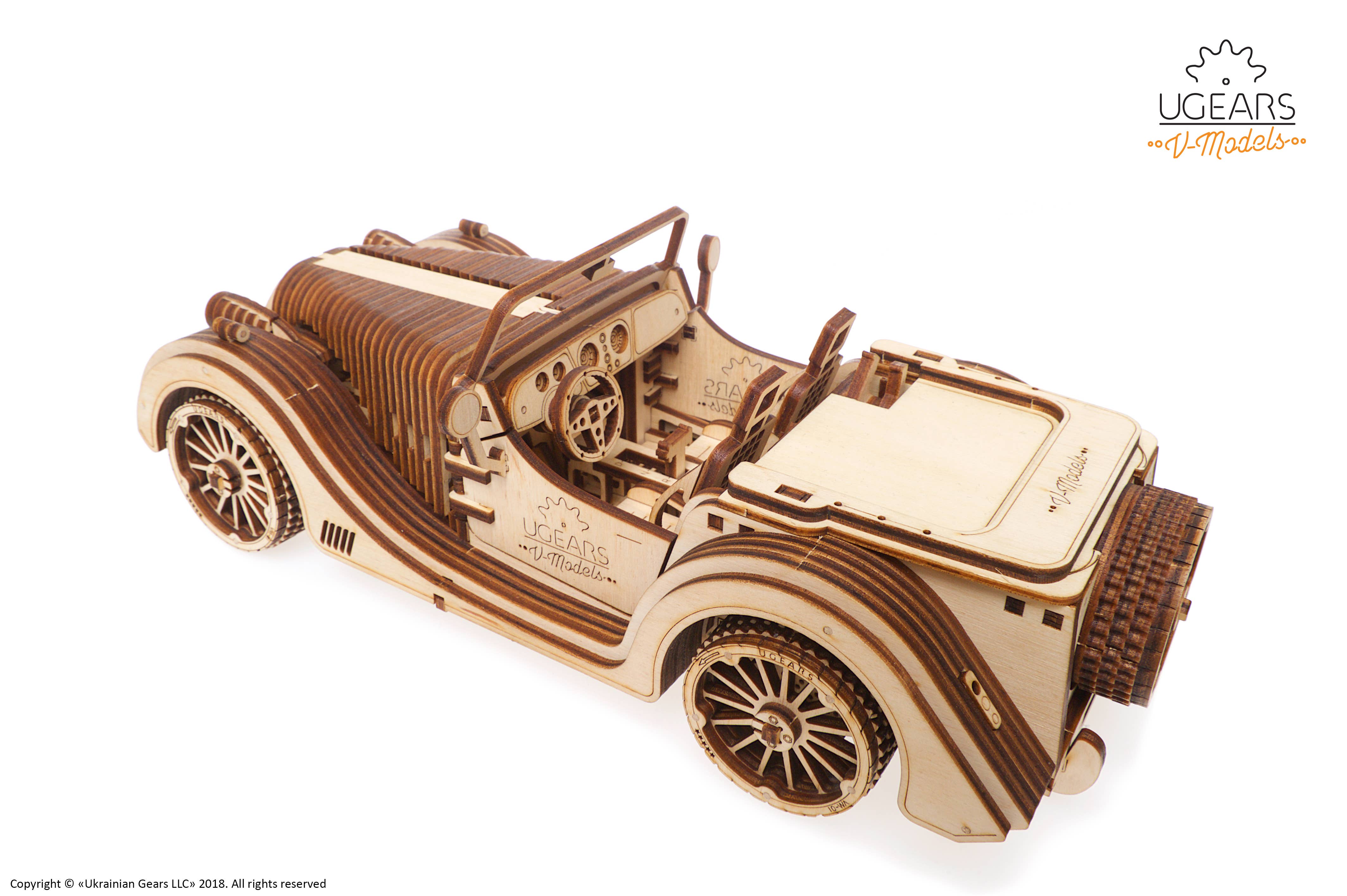 Ukidz LLC - Wholesale DIY Craft Kit - UGears Roadster VM-01 -Wooden 3D Puzzles - DIY7