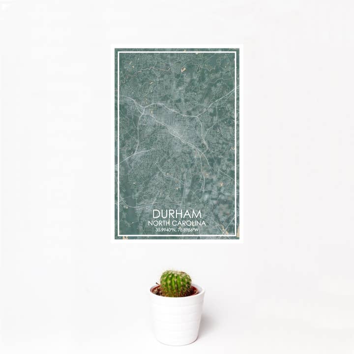 Durham NC Map Print Afternoon for wholesale by JACE.design