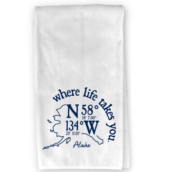 Torchon de cuisine Alaska Coordinate - Où la vie vous emmène pour la vente par The Buffalo Works