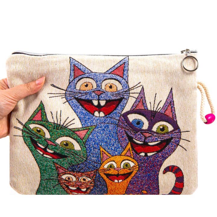 Multipurpose Bag - Happy Cats - 28x20cm for wholesale by cotonIQ
