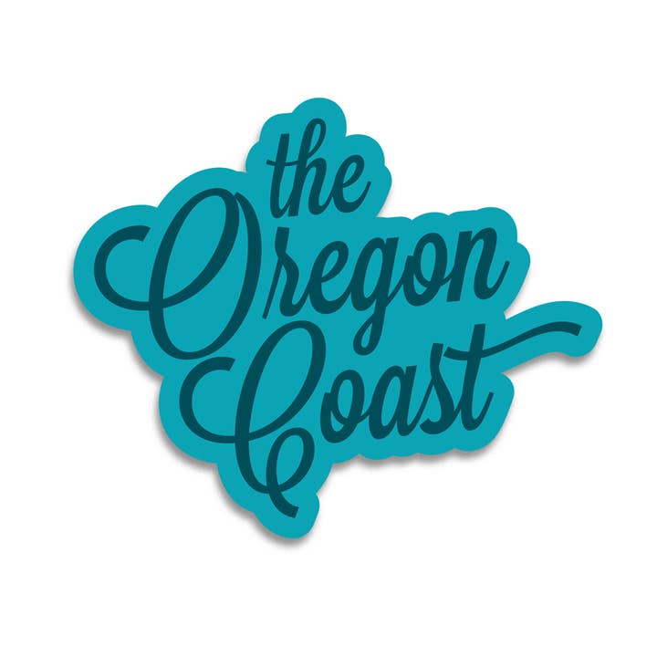 "The Oregon Coast" 4-inch Script Sticker (3 color options) for wholesale by Patchmarks