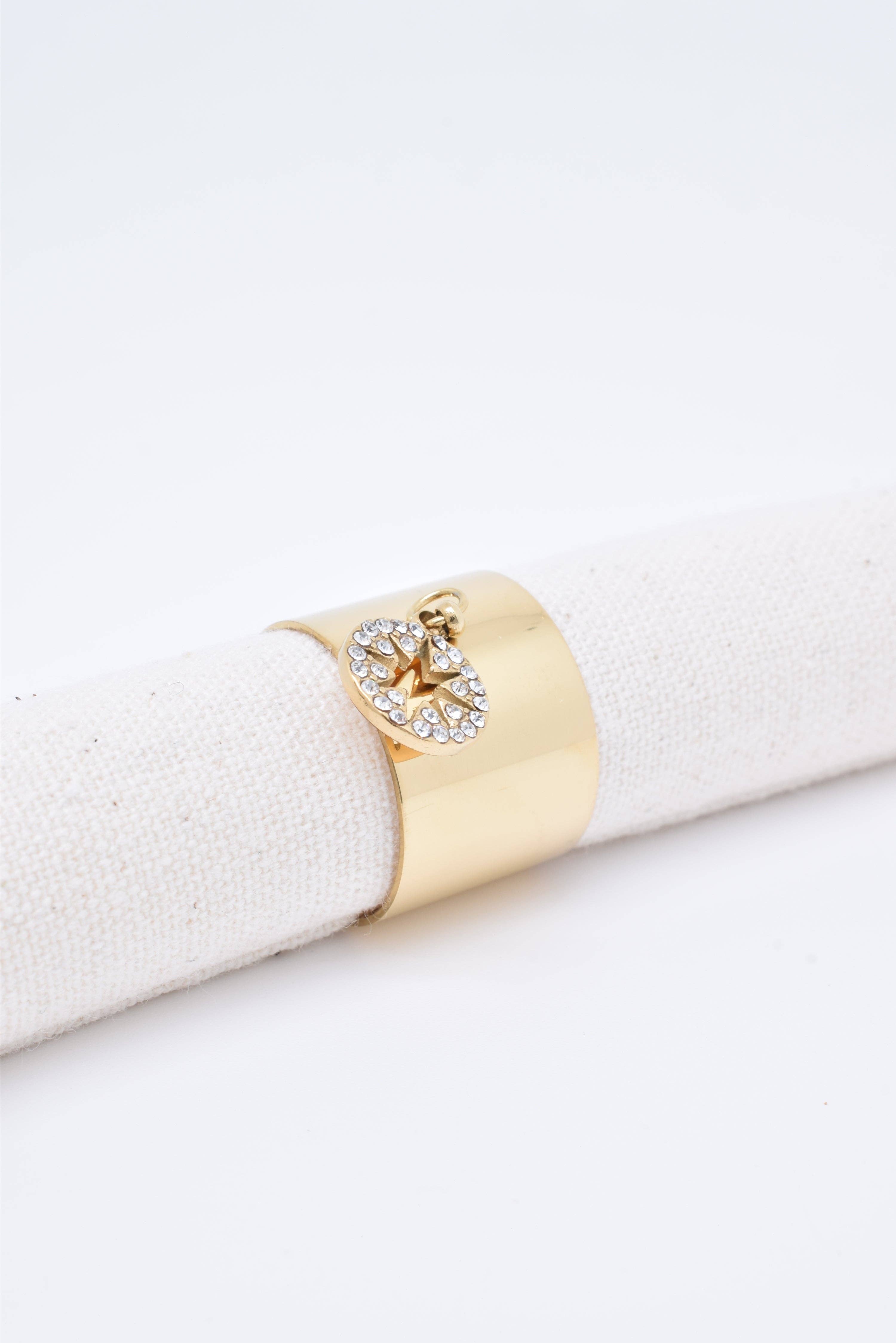 Kapyco - Vendita all'ingrosso Anelli multipietra - Anello Mila in acciaio color argento o oro con nappina a stella e strass2