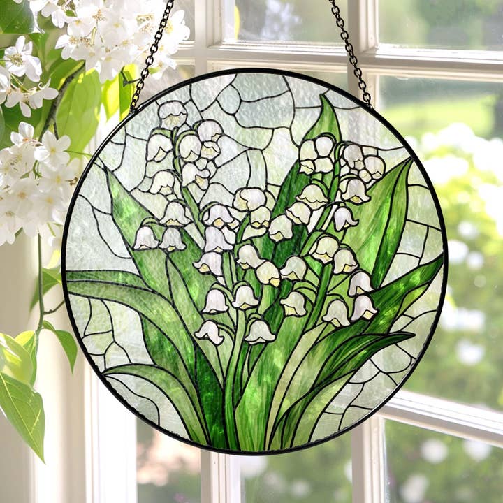 Lily Of The Valley Flower Stained Glass Suncatcher for wholesale by Glaizyo