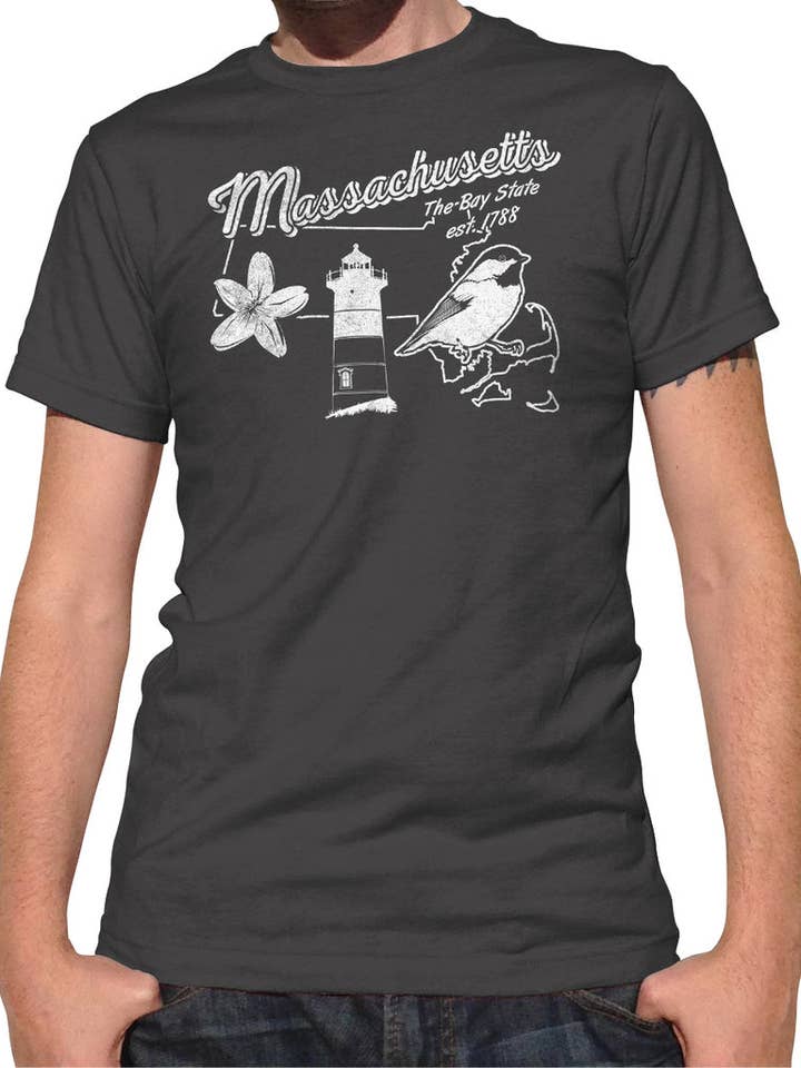 Men's Vintage Massachusetts T-Shirt for wholesale by Boredwalk