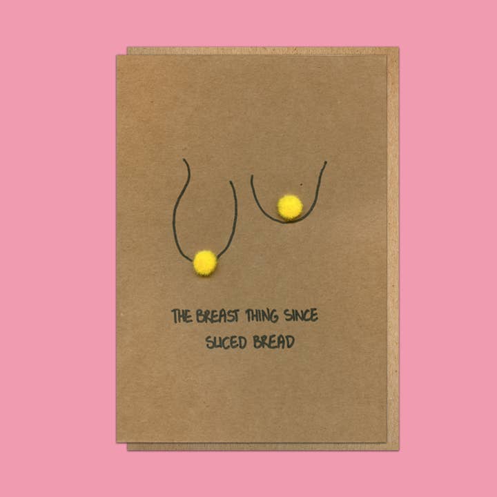 Brystordspil 'Det Bedste Siden Skiveskåret Brød' Hilsen Kort for engroshandel hos Deb Almond Art