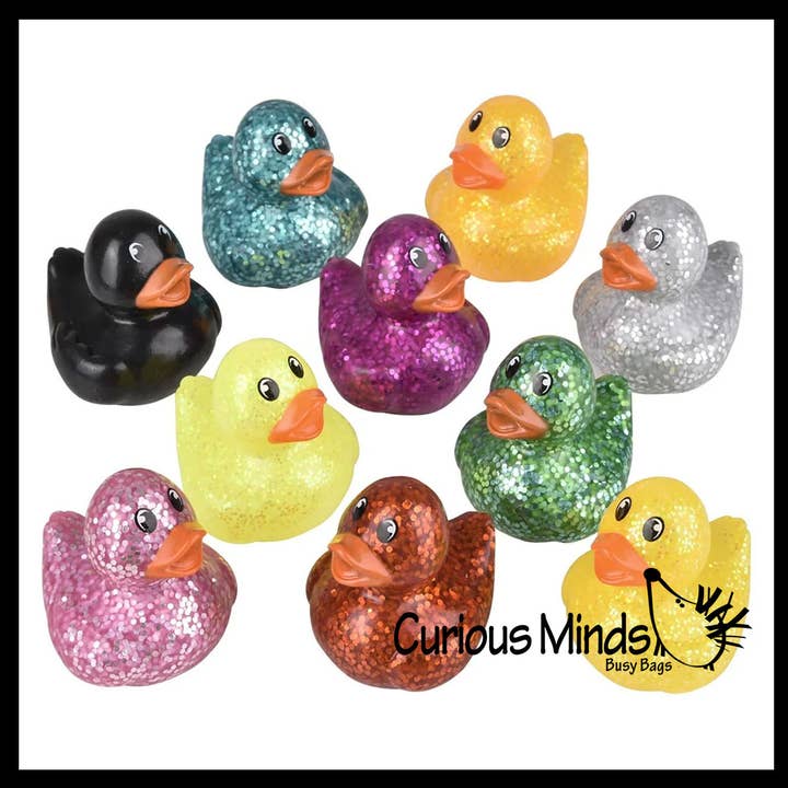 Curious Minds Toys - Wholesale Toy set – Kids - 1 Small Glitter Rubber Ducks - Rubber Duckies - Cute Novelty9