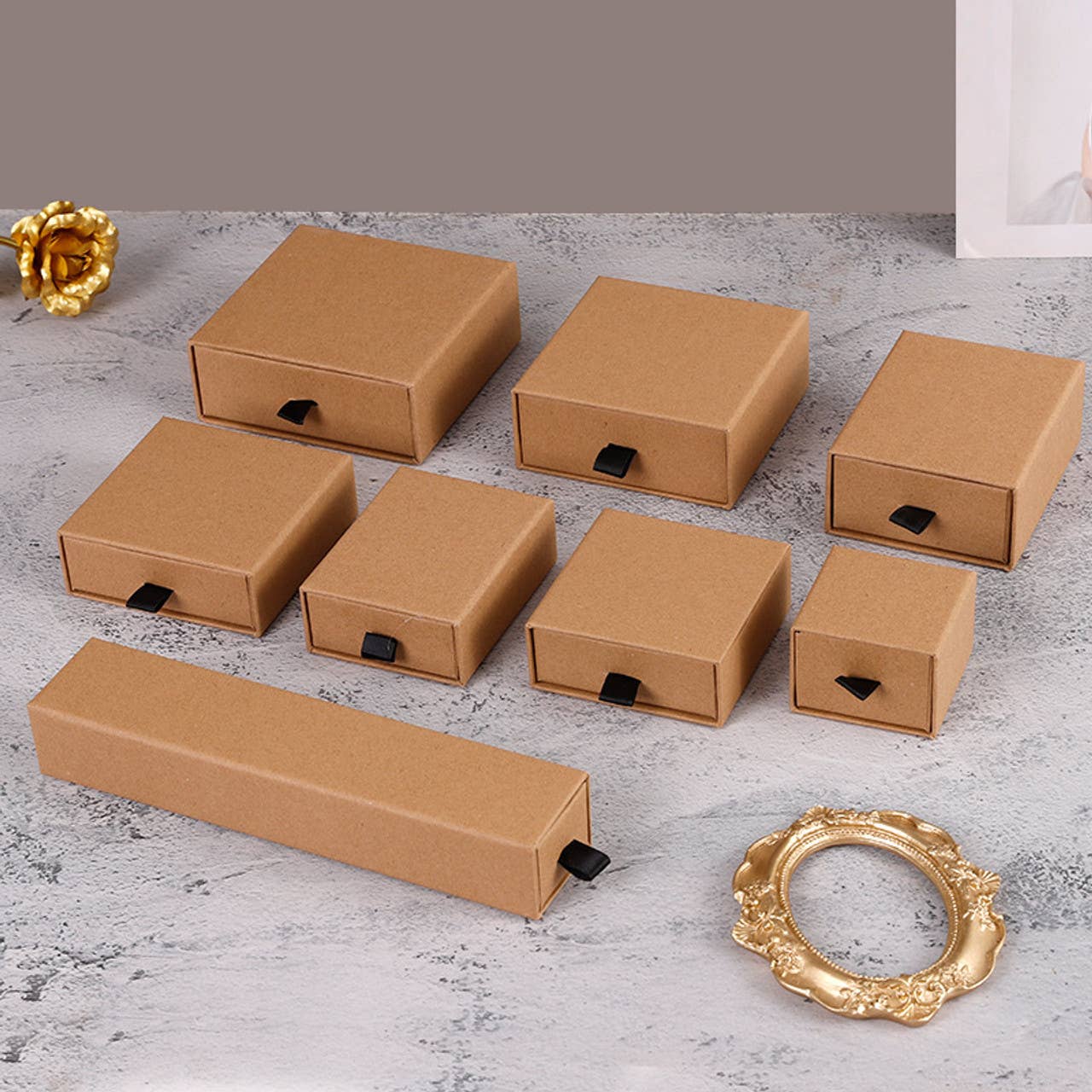 Zakka - Wholesale Jewelry Box/Organizer - High Quality Jewelry Drawer Box Ribbon Pull Kraft3