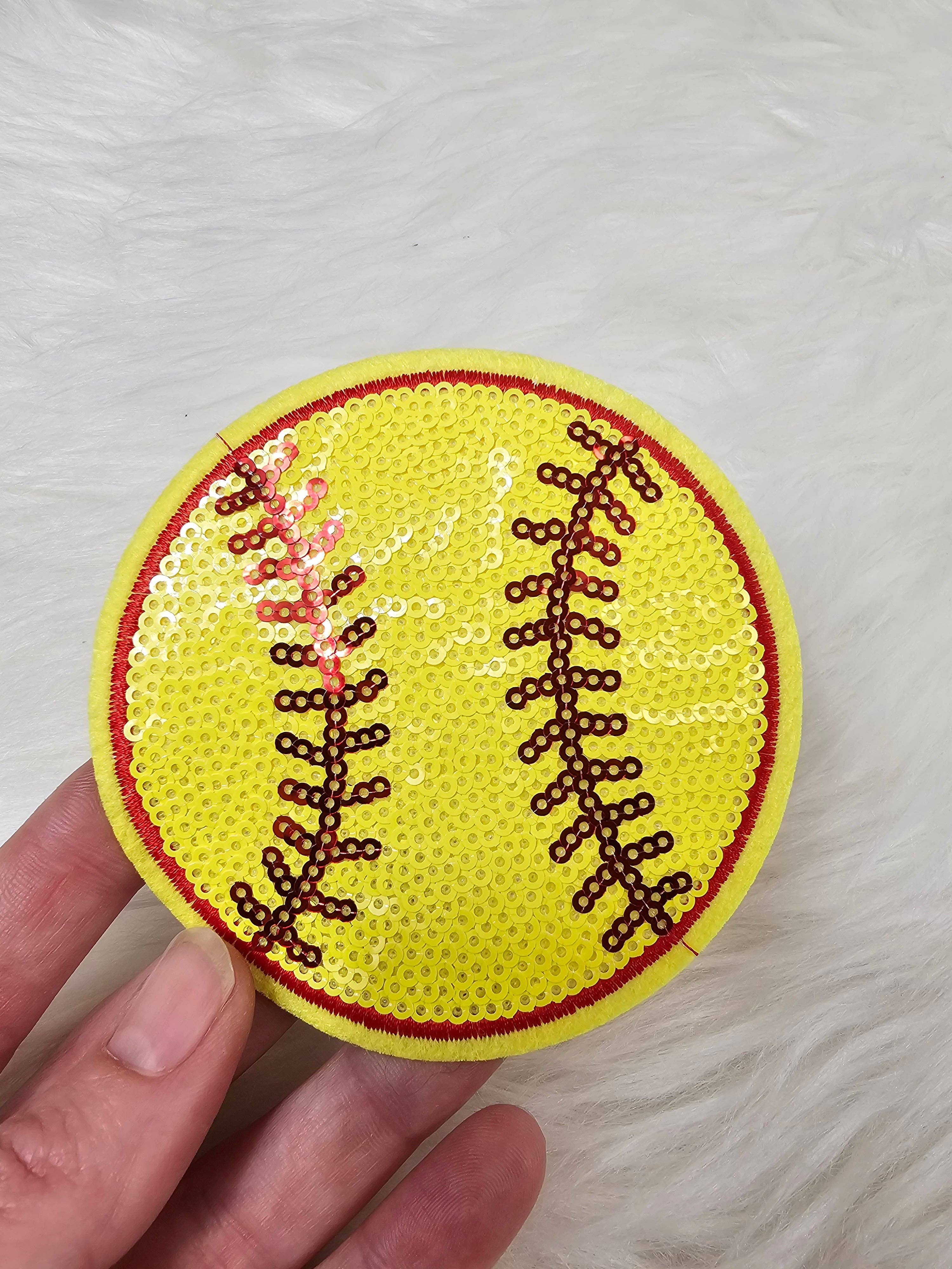 Scratch Decor - Wholesale Patch - Small Sequin Softball Iron On Patch