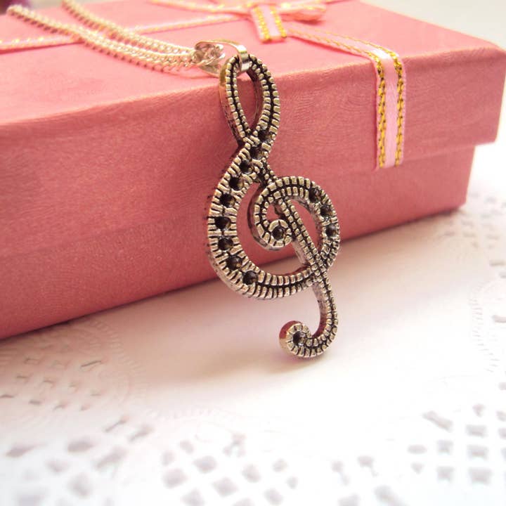 Musik lærer smykker, diskant nøgle halskæde, Bemærk vedhæng for engroshandel hos SomeBijoux4You