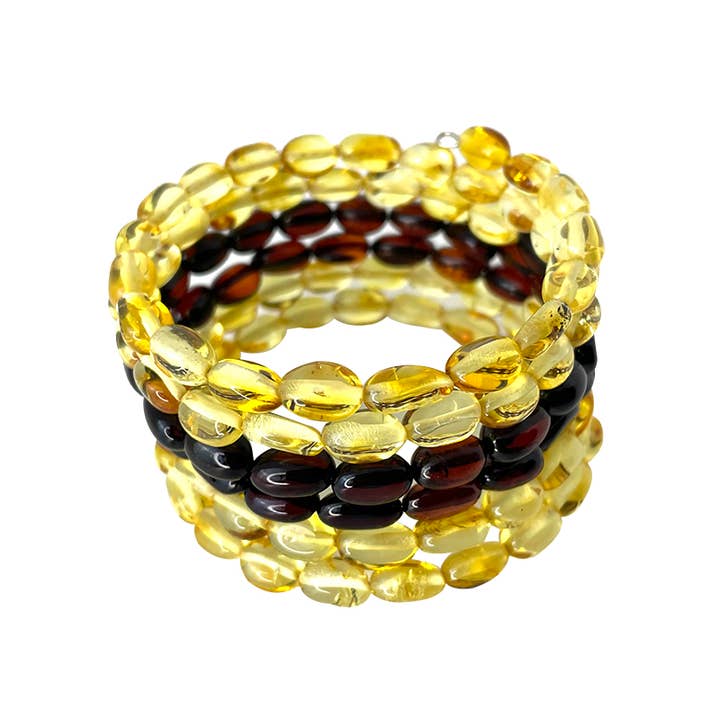 Amberman - Wholesale Armband met kralen - Multi Color Amber Memory Wire Armband