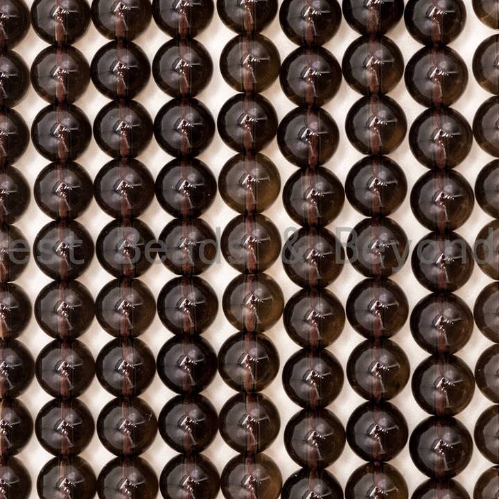 BestBeads&Beyond – wholesale Pärlor – Naturliga runda släta pärlor i rökkvarts, 6 mm/8 mm/10 mm/12 mm, 15,5 tums hel sträng, SKU#V122