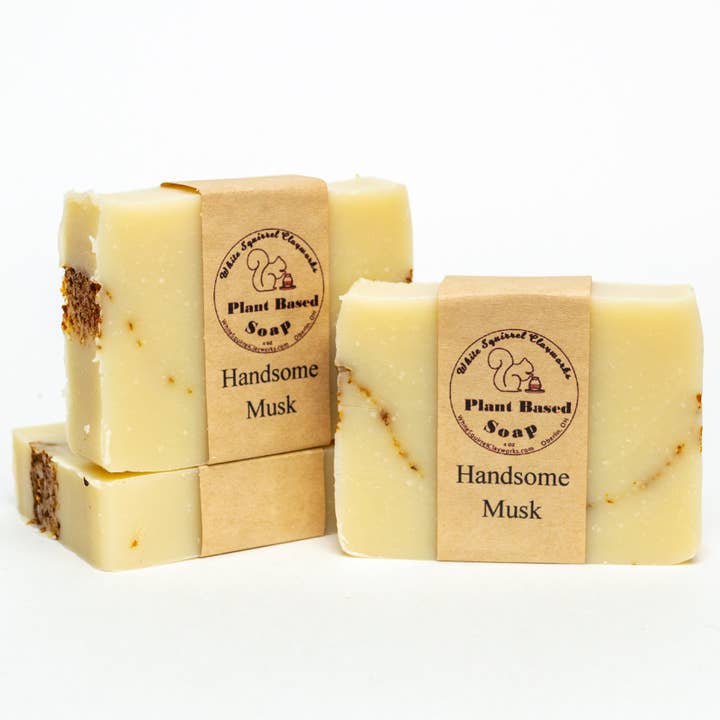 White Squirrel Clayworks - Wholesale Bar Soap - Handsome Musk - All Natural Hand Made Vegetable Based Soap - 4oz