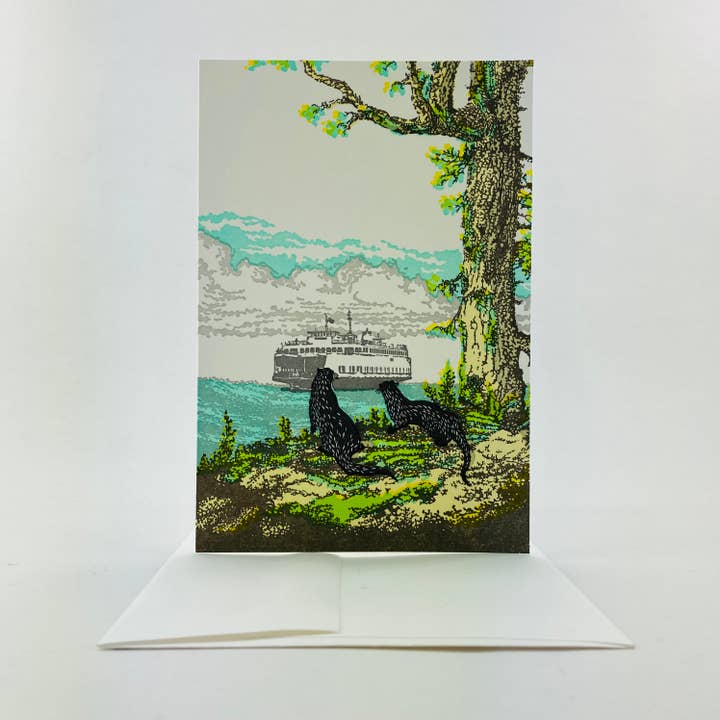 Otters and Washington State Ferry San Juan Islands for wholesale by Old School Stationers