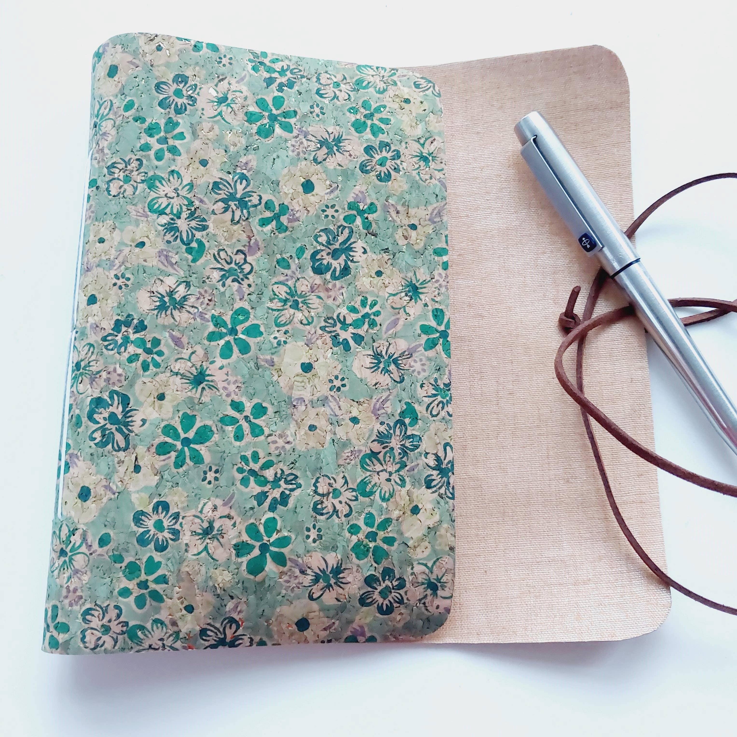 Sarah Lou Crafts – wholesale Notebook – Green Floral Cork Notebook Journal