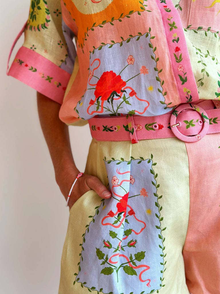 Bild Färg Set med skjorta och shorts i linne för wholesale på Faire2