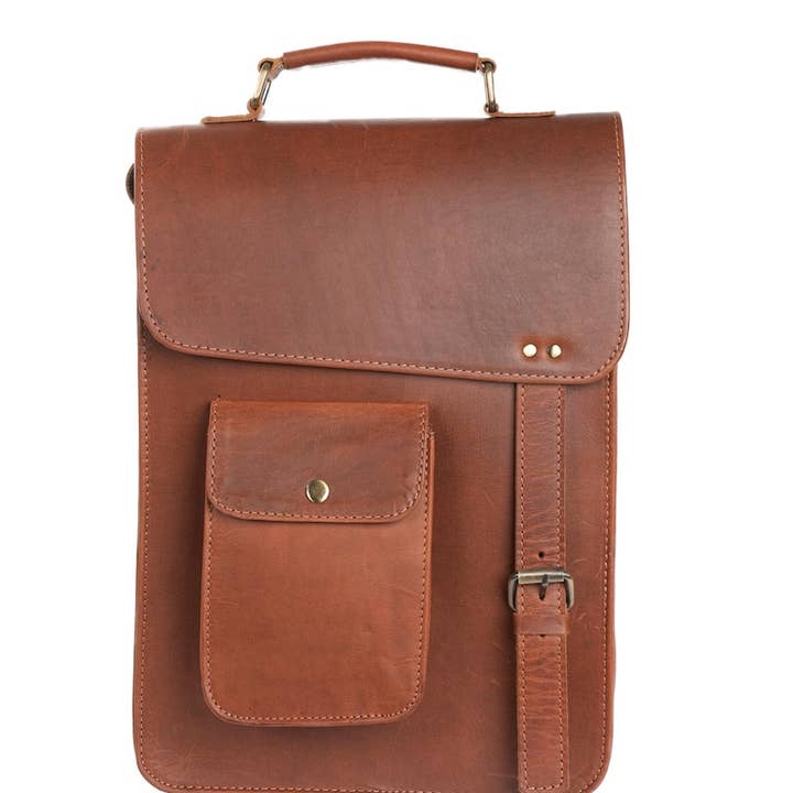 11 inches Genuine Leather Messenger Crossbody Bag unisex for wholesale by Leatherooze