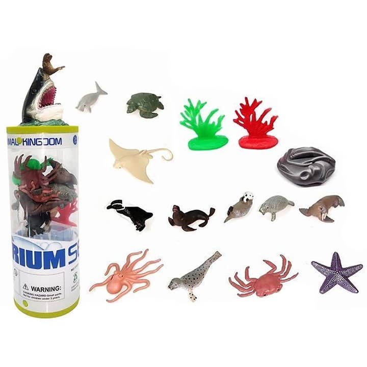 Texas Toy Distribution - Wholesale Figurine Toy - Kids - Aquatic Animal 3" Figurines Tube with Shark Head Topper