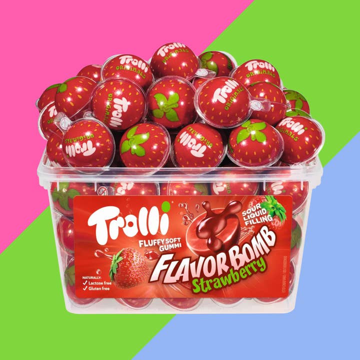 Gaffney's Sweets & Treats Wholesale - Wholesale Gummy - Trolli Strawberry Flavourbomb 3D Candy 60 Count
