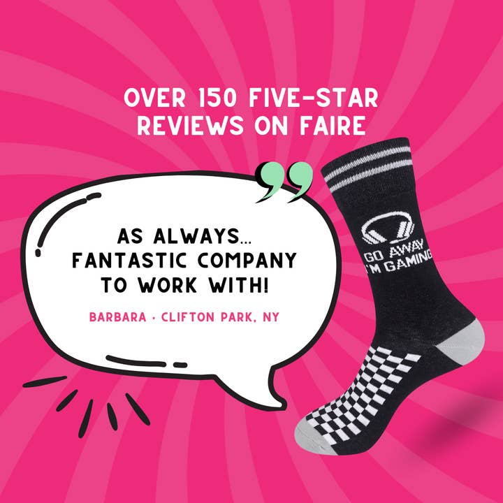 Funatic - About Face Designs - Nice Enough Merch Co - Wholesale Socks - Unisex - Go Away I'm Gaming Socks | Snarky | Funny Unisex | Funatic