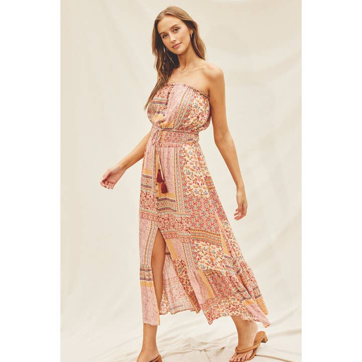 VINTAGE APRICOT Sweet Talker Strapless Beach Dress for wholesale on Faire