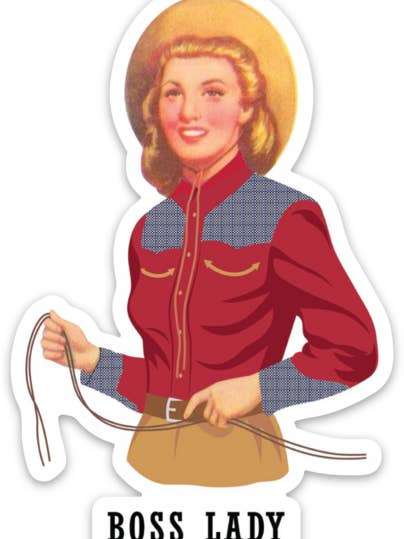Boss Lady Retro Cowgirl Western Sticker for wholesale by Red and White Kitchen Company