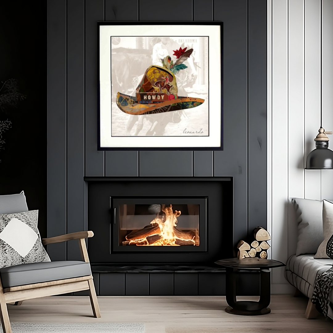 Canterbury Lane - Wholesale Art Print - 3D Collage Art | Howdy Hat Barrel Racer (26"x26")1