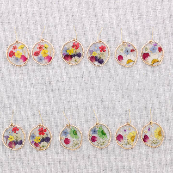 Sonata - Wholesale Snap Jewelry - Hanging Steel Earrings with Dried Flowers7