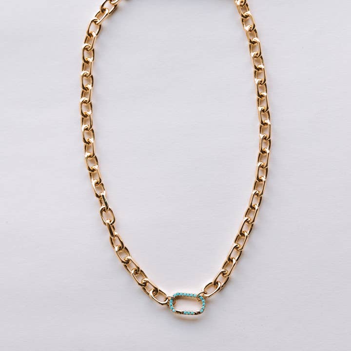 Die türkisfarbene Karabiner-Halskette für den Großhandel von Jay Nicole Designs