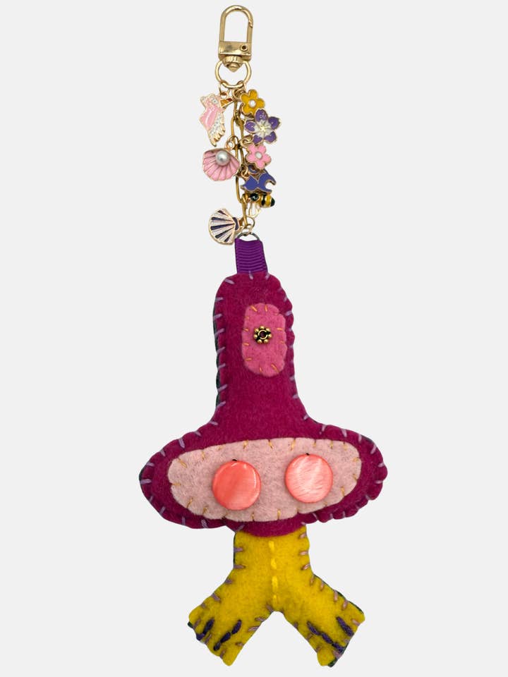 Pink Monster Ladoodle Keychain for wholesale by Doodleverse by Sarah Sokol Millinery