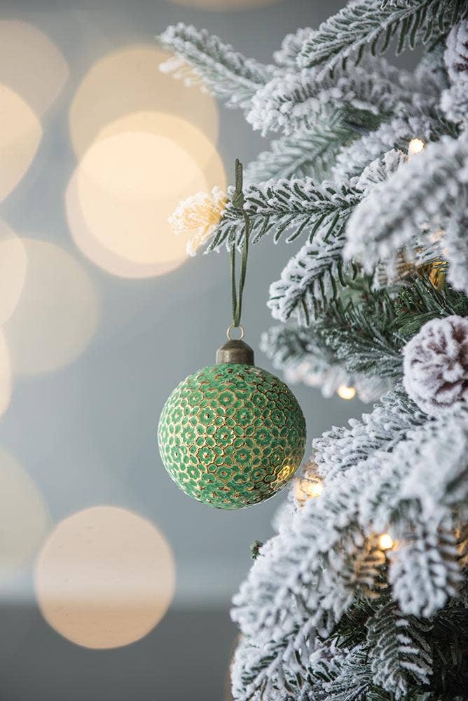 A&B Home Group Inc. - Wholesale Ornament - D3" Glass Xmas Ball Ornament - Green/Gold0