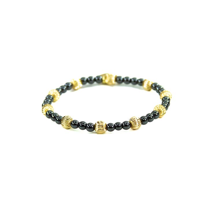 Savvy Bling - Wholesale Jewelry Set - Black & Gold beaded Bracelets1