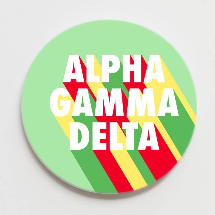 Alpha Gamma Delta Bold Greek Button - 2.25 inch for wholesale by Good Vibez Collegiate