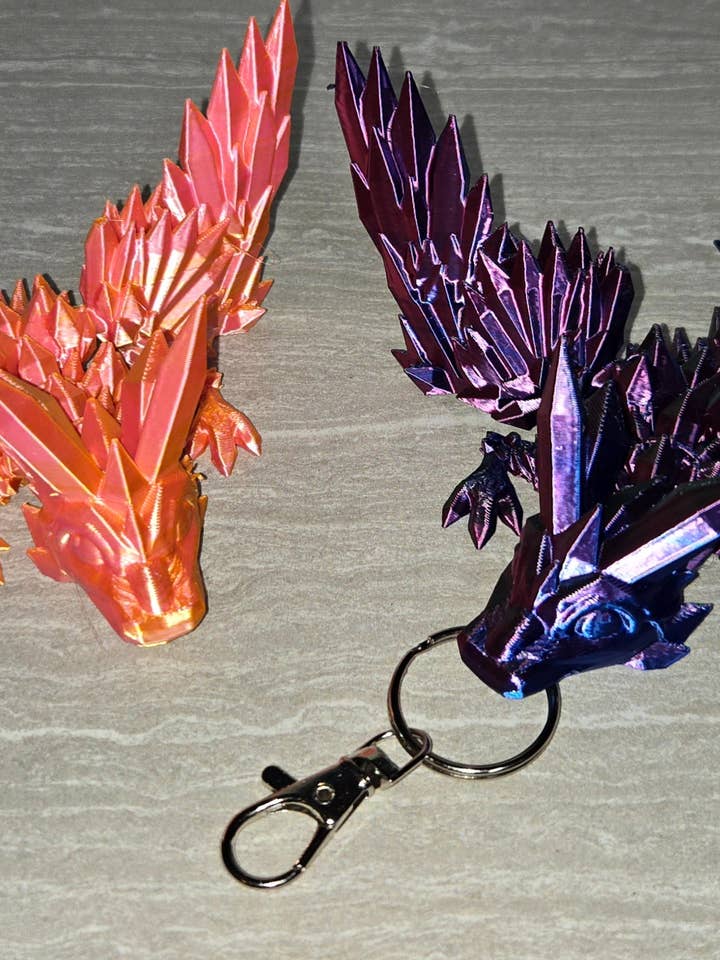 3D-utskriven bevingad kristalltadling | Artikulerande figur | Flexidjur för wholesale av Cosmic 3D Creations