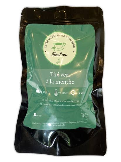 Mint green tea - 70g bag for wholesale by Tealou