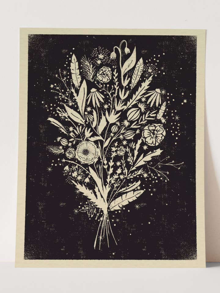 "Roadside Bouquet" Colorful Floral Wall Art Mid Century for wholesale by Ash Cascade Design